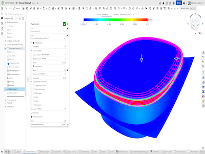 Onshape's advanced surfacing capabilities include in-depth curvature and surface analysis tools, built for consumer product design.